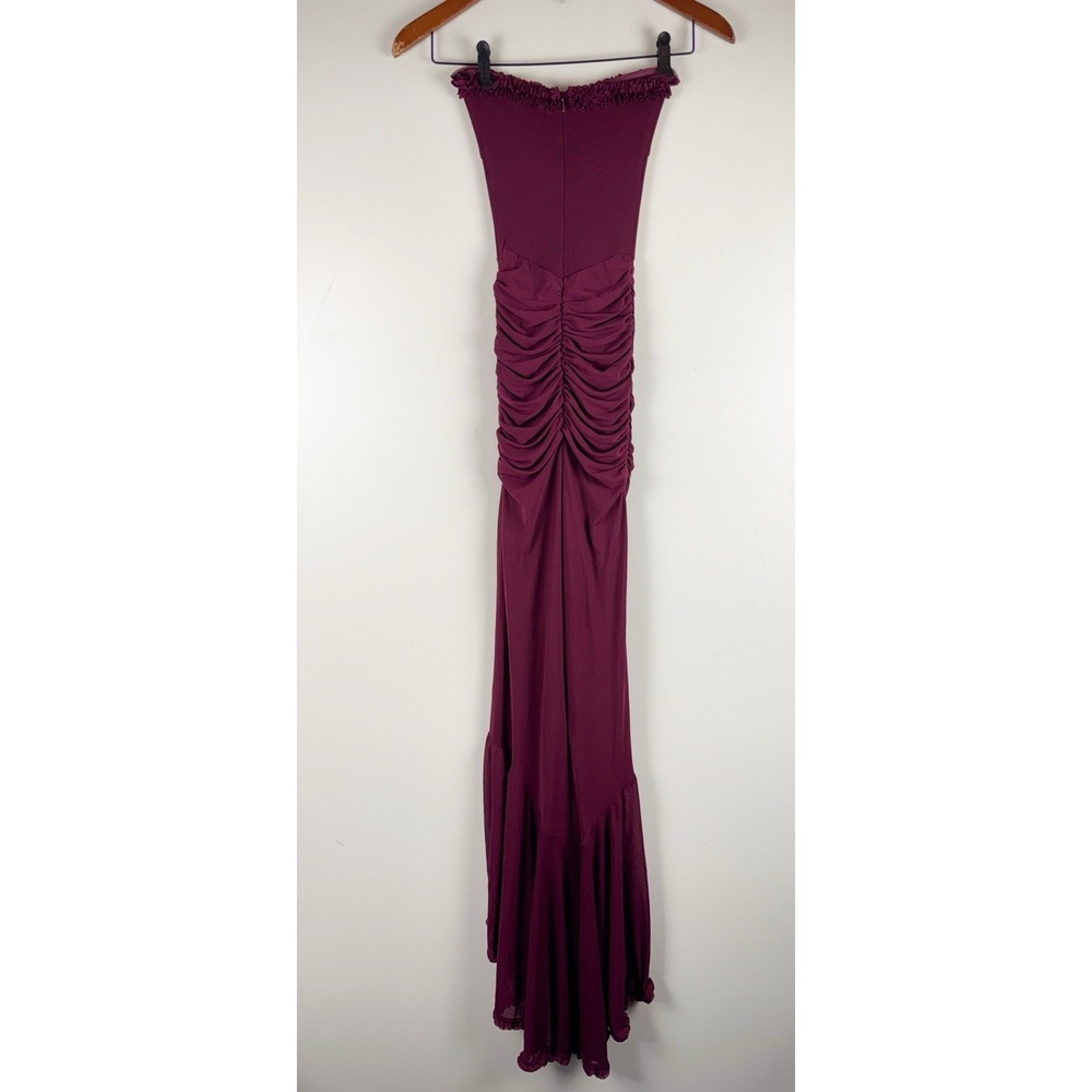 White Fox Boutique Strapless Maxi Dress in Deep Wine - Picture 8 of 9